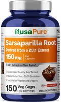 NusaPure Sarsaparilla Root Capsules 150 mg 150 Veg Capsules (Non-GMO Vegan)