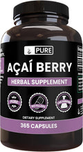 PURE ORIGINAL INGREDIENTS Acai Berry (365 Capsules) No Magnesium Or Rice Fillers Always Pure Lab Verified