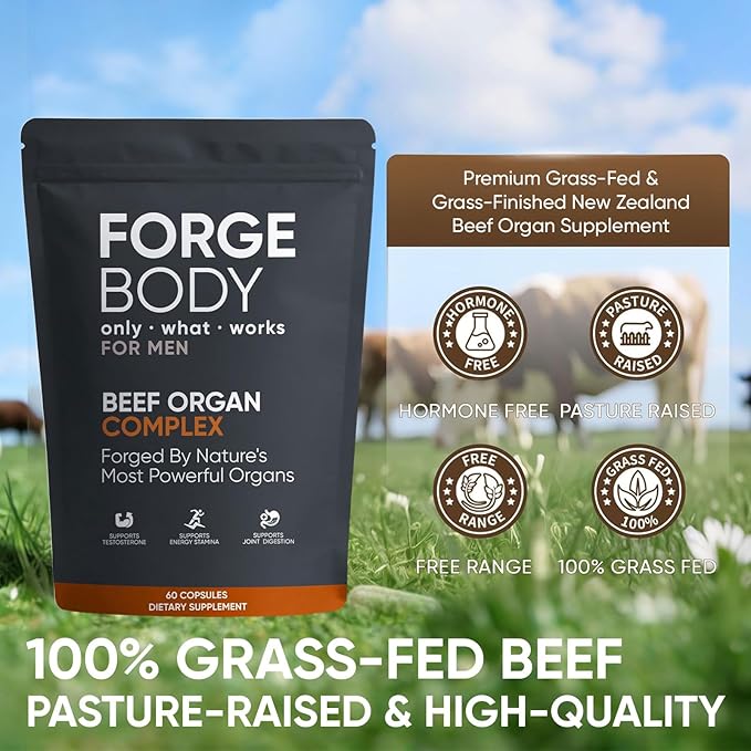 Forgebody Beef Organ Complex Capsules Grass Fed &amp Pasture Raised - Total Body Wellness &amp Performance Immune Support Gluten-Free Non-GMO 60 Count (1)