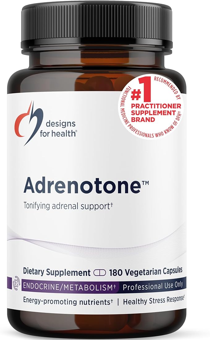 Designs for Health Adrenotone - Energy &amp Mood Support Supplement with Rhodiola Rosea Ashwagandha Vitamins B6 B2 + B5 - Designed to Support Healthy Cortisol Levels (180 Capsules)