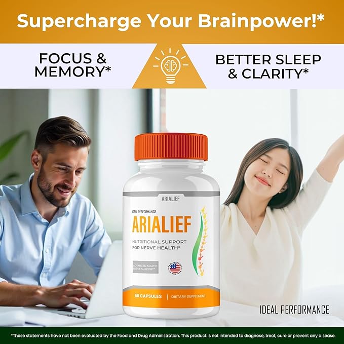 Arialief Brain Supplements for Memory and Focus Capsules Aria LIEF Advanced Formula Brain Health Support Pills Maximum Strength Nootropics Arialief All Natural Support Pills Reviews (2 Pack)