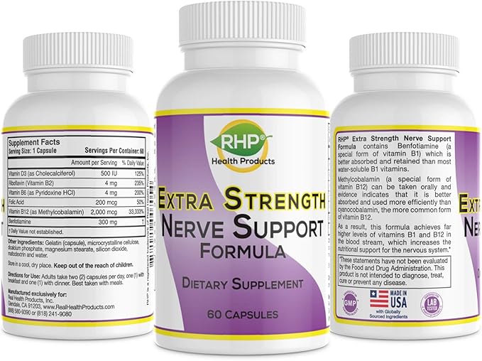 RHP Extra Strength Nerve Support Formula for Nerve Repair and Regeneration. 60 Capsules
