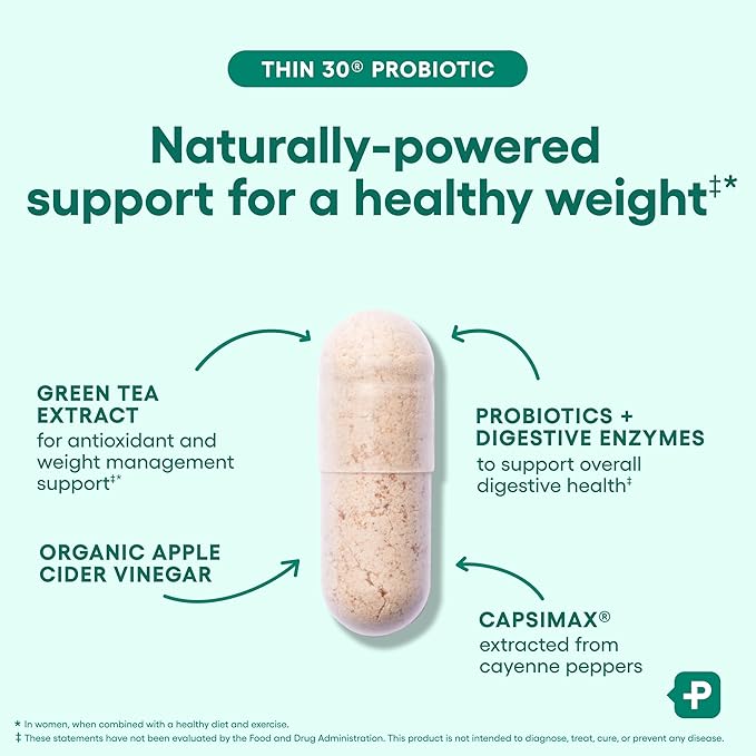 Physician's CHOICE Probiotics for Weight Management &amp Bloating - 6 Probiotic Strains - Prebiotics - Key ingredient Cayenne - Supports Gut Health - Weight Management for Women &amp Men - Green Tea