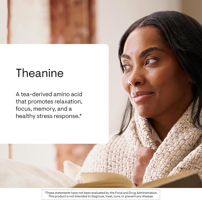 THORNE - Theanine - 200 mg of L-Theanine - Supports a Healthy Stress Response Relaxation Focus Memory &amp Positive Mood - Increases Brain Alpha-Wave Production* - Third-Party Certified - 90 Capsu