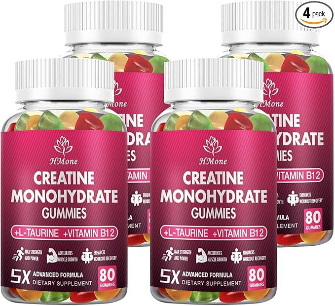 Creatine Monohydrate Gummies - 5g for Men &amp Women 320 Count and Creatine Chewable Supplements for Muscle Gain Muscle Strength Energy Boost and Muscle Builder Sugar Free Vegan