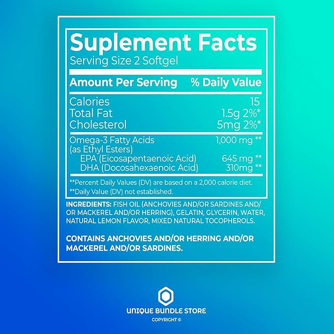Omega 3 Mini 1000mg from Fish Oil – 120 Softgels Lemon Flavor Fish Oil Omega 3 Supplements with EPA DHA Fatty Acid Supplement Easy to Swallow (Pack of 3)