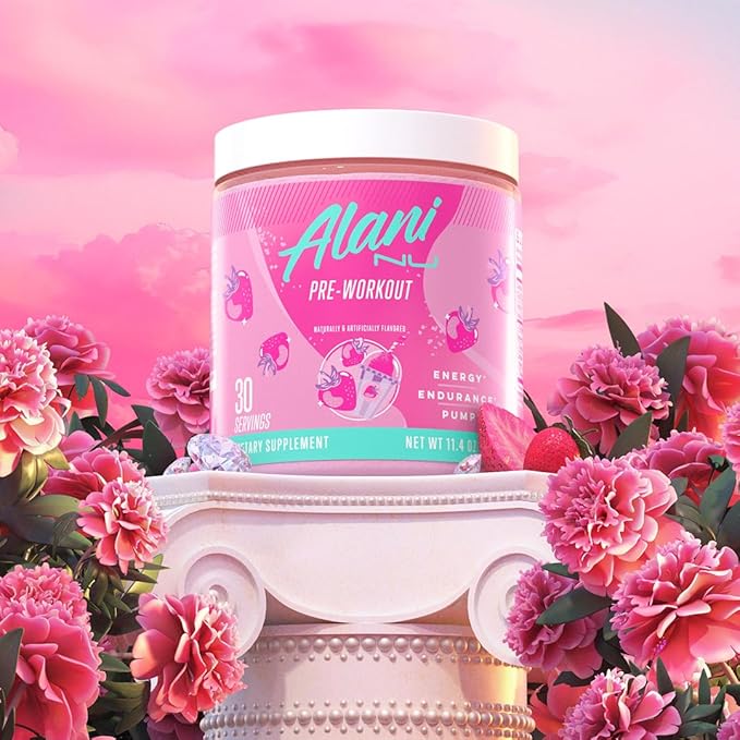 Alani Nu Pre Workout Powder Pink Slush Amino Energy Boost Endurance Supplement Sugar Free 200mg Caffeine L-Theanine Beta-Alanine L-Citrulline 30 Servings