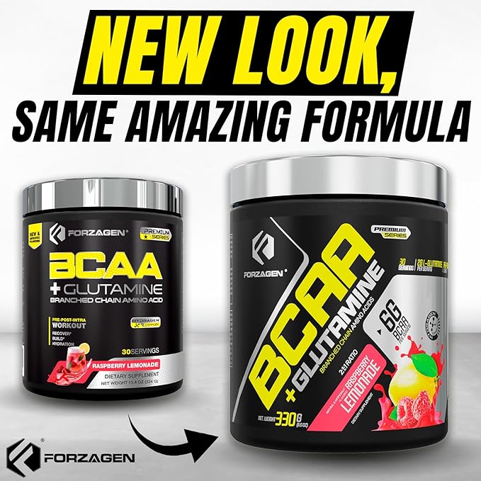 Forzagen BCAAS Amino Acids Powder with Glutamine BCAA Powder Branched Chain Amino Acids Supplements Powder BCAA Lean Energy Pre Workout - Post Workout Muscle Recovery Powder 30 Servings