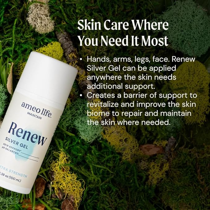 Ameo Life Extra Strength Colloidal Silver Gel 35 ppm - pH Balanced Structured Silver Gel for Healthy Skin Minor Cuts Scrapes &amp Burns - Natural Skin Care for Rejuvenation (100ml)