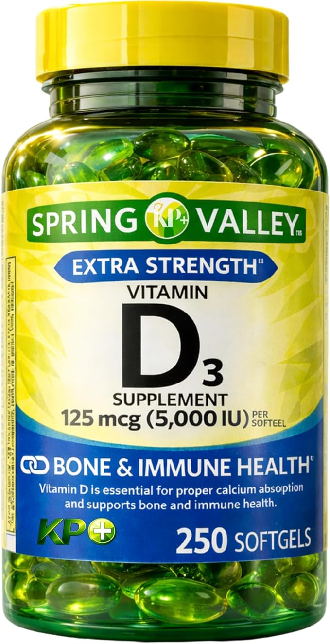 KP+ Vitamin D3 125 mcg (5000 IU) | Bone &amp Immune Health | Gluten Free | 250 Softgels | Pack of 1