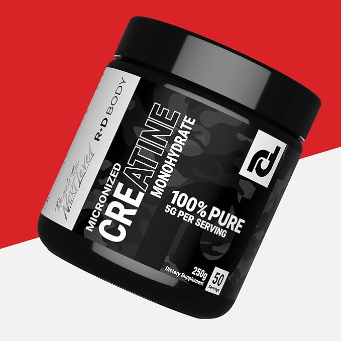 R&ampD Body Micronized Creatine Monohydrate - 100% Pure High Potency Formula for Enhanced Strength Power and Endurance 5g per Serving 250g
