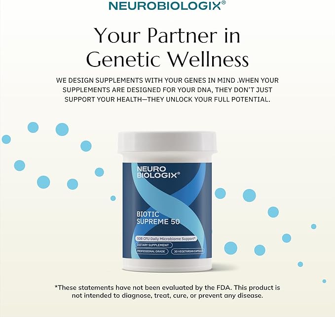 Neurobiologix Biotic Supreme 50 50 Billion CFU Probiotics with Akkermansia Saccharomyces boulardii Prebiotic Supports Gut Flora Microbial Digestive &amp Immune Health 30 Capsules
