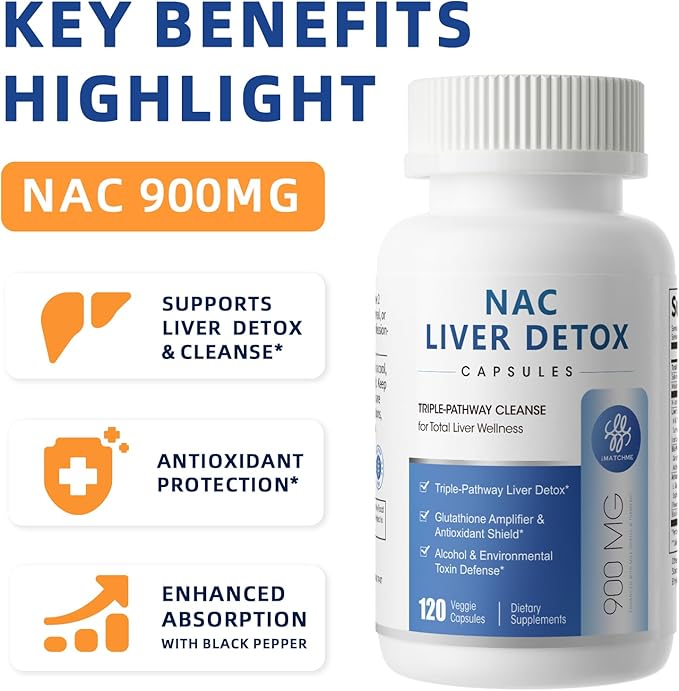NAC Supplement 900 mg – Liver Cleanse Detox &amp Repair Antioxidant &amp Cellular Health Alcohol Defense Support – N-Acetyl Cysteine Capsules with Milk Thistle Turmeric Dandelion &amp Artichoke