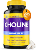InnovixLabs Choline Supplement 550mg Pure Choline Bitartrate for Brain Health Focus Memory Cognitive Development Fatty Liver and Mood Support for Women and Men 100 Capsules