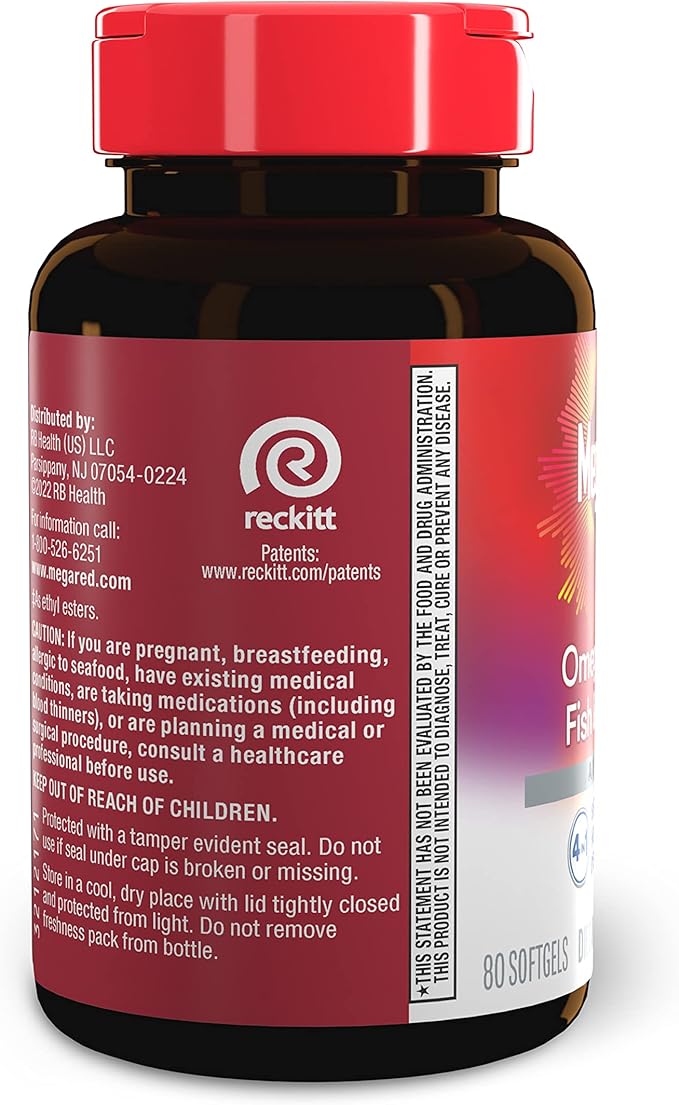 Megared Omega-3 Fish Oil + High Absorption Krill Oil 500mg Softgels MegaRed Advanced 4in1 (80 count in a bottle) Concentrated Omega-3 Fish &amp Krill Oil Supplement