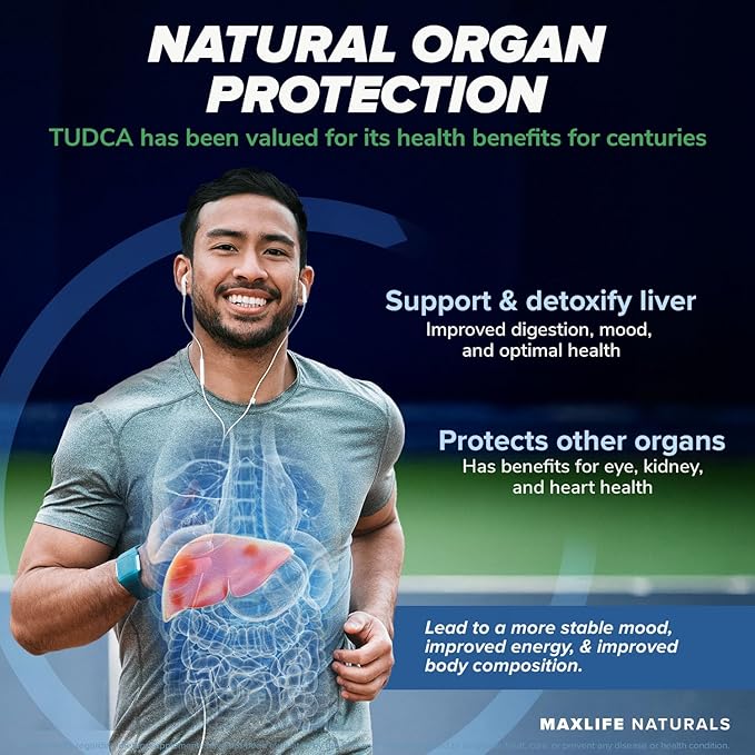 MaxLife Naturals TUDCA Liver Support Supplement 500mg – 60 Capsules Tauroursodeoxycholic Acid Nerve Cell Function Bile Salts Supplement for Liver &amp Gallbladder Support Digestive Balance Formula