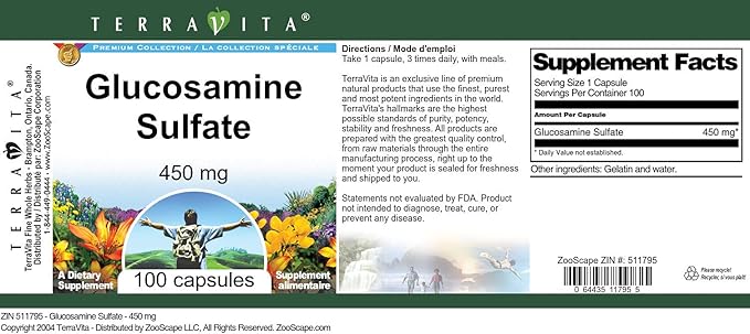 Glucosamine Sulfate - 450 mg (100 Capsules ZIN: 511795)