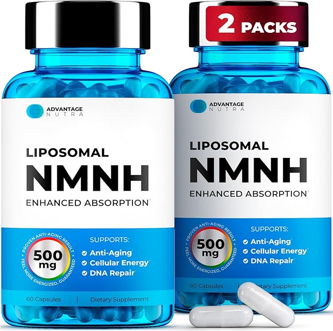 Liposomal NMNH (Dihydronicotinamide Mononucleotide) 500mg - NR Supplement Alternative - Anti Aging NAD Supplement to Boost NAD Plus Levels Energy Focus - High Purity 60 capsules (2 packs)