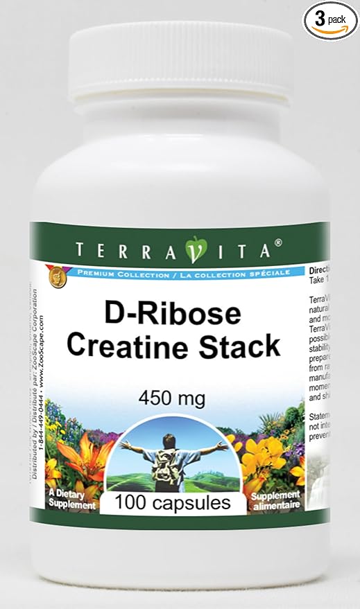 D-Ribose Creatine Stack - 450 mg (100 Capsules ZIN: 513915) - 3 Pack
