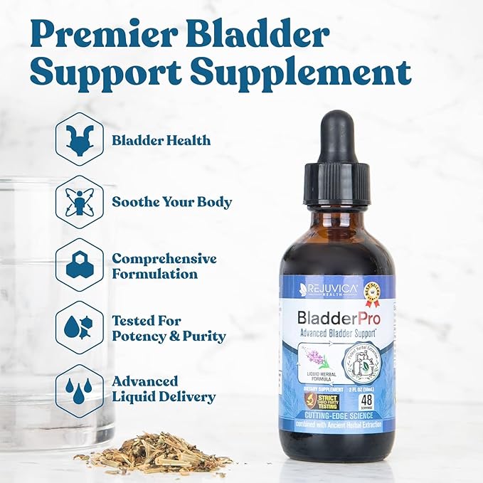 Rejuvica Health BladderPro for Men and Women - Bladder Support Supplement - Liquid Delivery for Better Absorption - Pumpkin Seed Uva Ursi Goldenrod and More