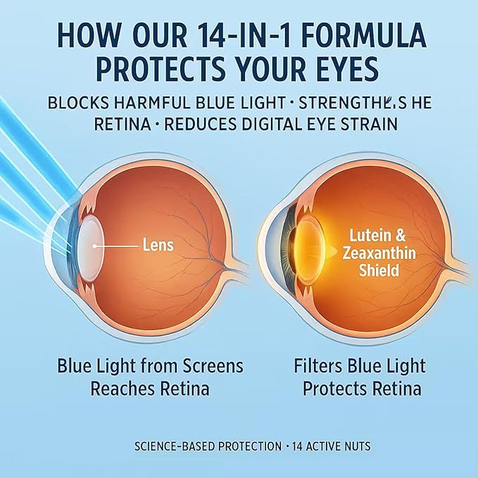 Evervision 14 in 1 Advanced Eye Formula Neurobella Eye Vitamin and Mineral Supplement with Zinc Lutein Zeaxanthin &amp Bilberry Extract 60 Capsules (1)