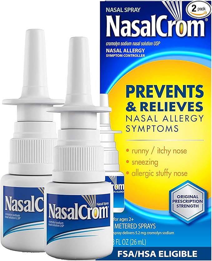 NasalCrom Nasal Spray Allergy Symptom Controller | 200 Sprays | .88 FL OZ (2 Pack)
