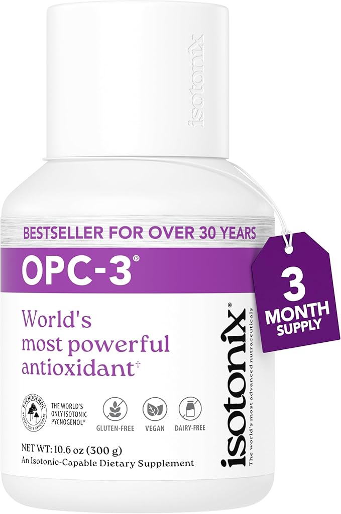 OPC-3 Isotonix - Antioxidant Supplement - Pycnogenol Grape Seed Extracts Bilberry Red Wine &amp Pine Bark Extracts - for Heart &amp Circulatory Support - Isotonic Vegan Gluten Free - 90 Serving