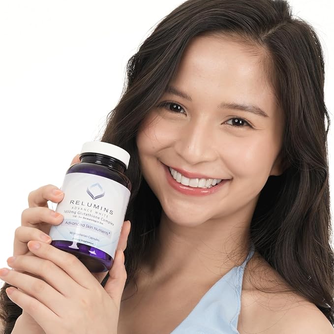 Relumins 1650mg L-Glutathione Complex with Hyaluronic Alpha Lipoic Rose HIPS Vitamin E &amp Riboflavin Spring Glow Essentials – Your Radiant Skin Starts Here Made in USA – 90 Caps x 3 Bots