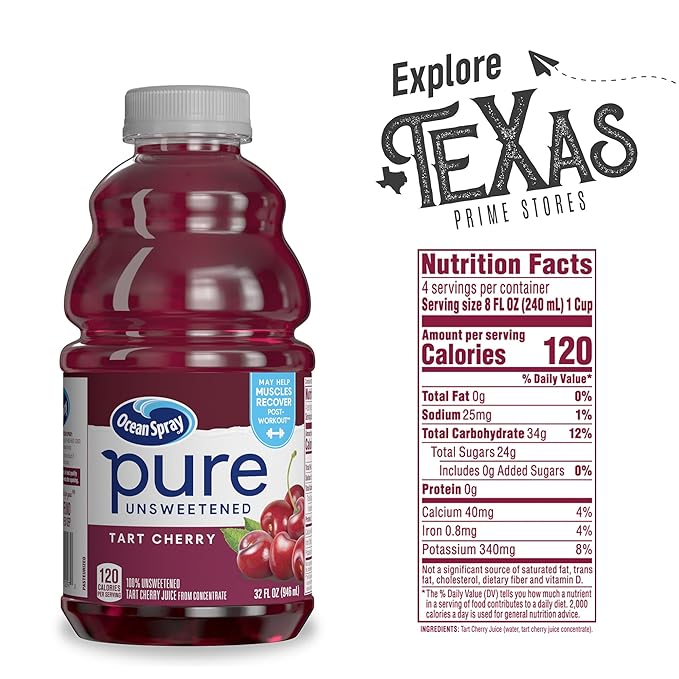 Ocean Spray - Lavinia Essentials Bundle: 6- Pack of Tart Cherry Unsweetened 100% Pure Juice 32 fl oz Plastic Bottles + 1 Utility Prop