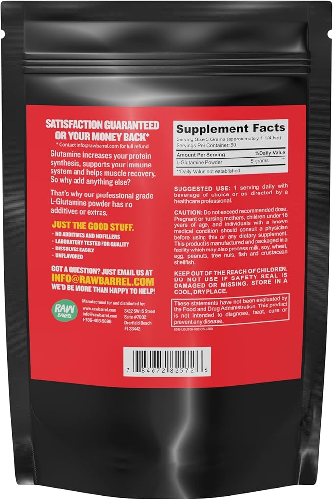 “No Bull” L-Glutamine Powder - Unflavored and Micronized Glutamine Pure L Glutamine Powder Non GMO L Glutamine Supplement Naturally Vegan Vegetarian and Gluten Free 300g