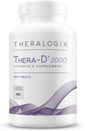 Theralogix Thera-D 2000 Vitamin D Supplement - 2000 IU (50 mcg) Vitamin D3 Tablets - 180-Day Supply - Immune Support Supplement for Women &amp Men - Aids Bone &amp Heart Health - NSF Certified -180