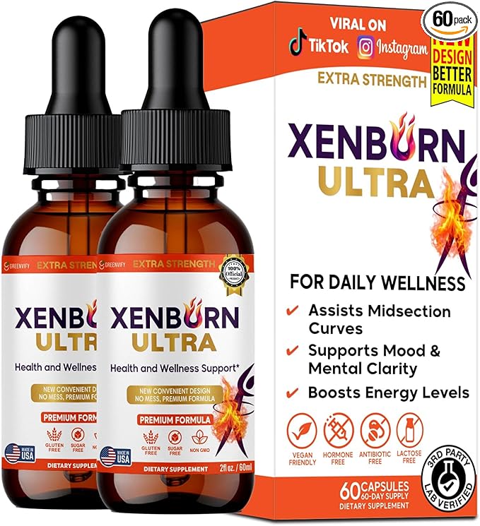 Xenburn Ultra Extra Strength Dietary Supplement Health and Wellness Support 60 Servings 2 fl oz Gluten Free Sugar Free Non GMO (2)