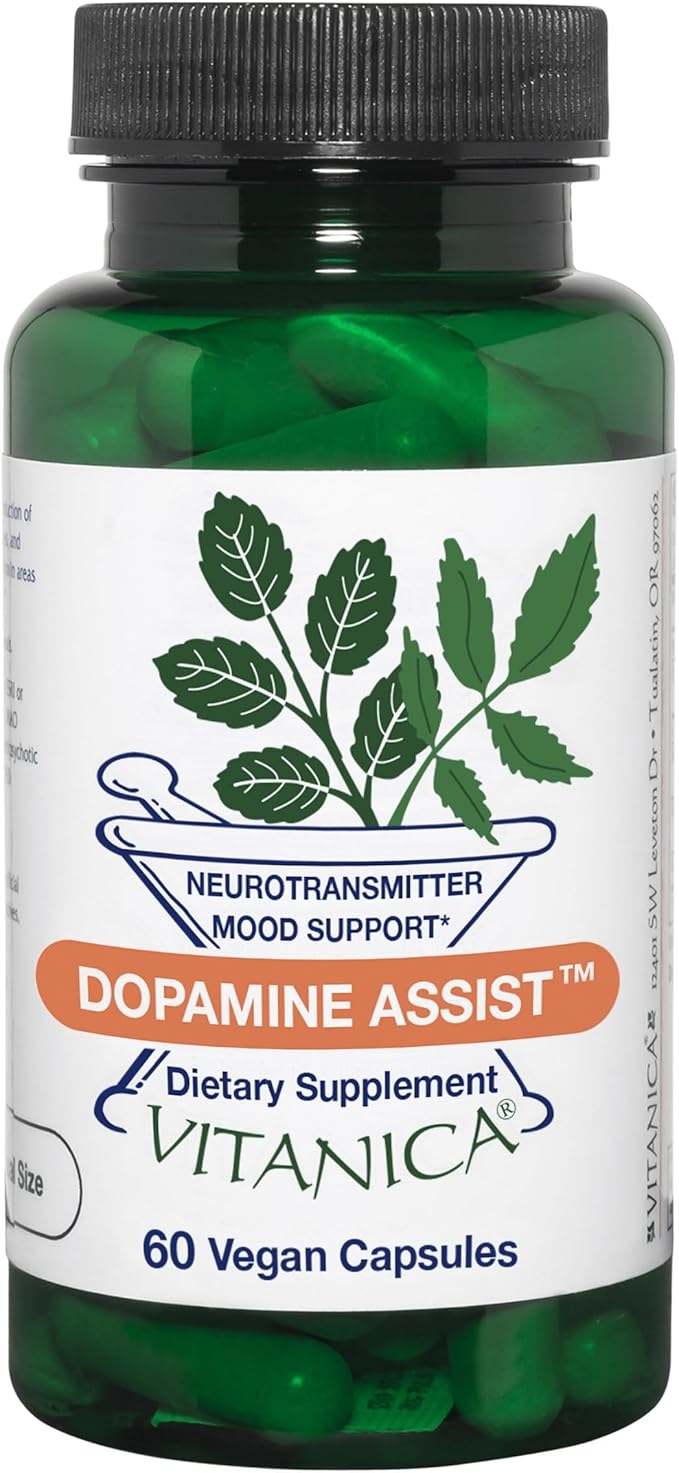 Vitanica Dopamine Assist Dr Formulated Dopamine Supplement L-Tyrosine Mucuna Pruriens Neurotransmitter Mood Support Vitamin B6 Folate Green Tea Extract Quercetin Vegan 60 Capsules
