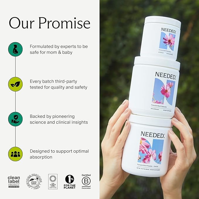 Needed. Multivitamin for Prenatal | Prenatal Multi Essentials Capsule - Pregnancy Breastfeeding Postpartum | Expertly-Formulated &amp Third-Party Tested | 30-Day Supply