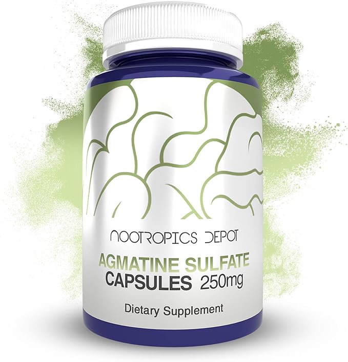 Nootropics Depot Agmatine Sulfate Capsules | 250mg | 120 Count | Nitric Oxide &amp Pump Support | Pre-Workout Amino Acid | Promotes Strength Energy &amp Recovery
