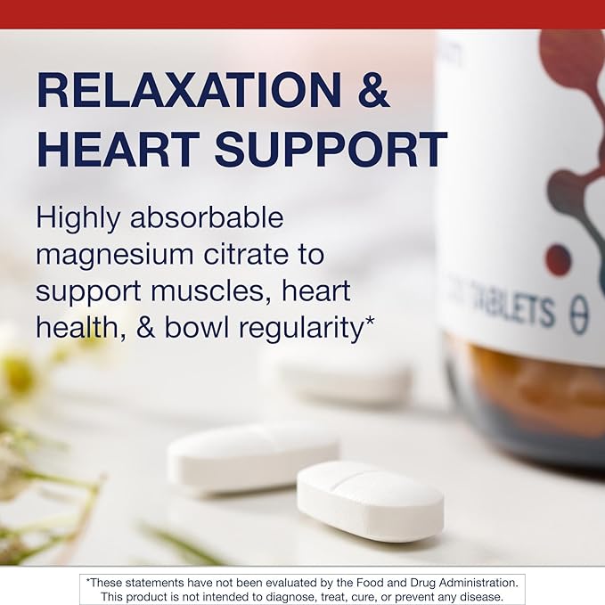 Metagenics Magnesium Citrate - 300 mg Magnesium &amp 60 mg Calcium Supplement - with Chelated Minerals - Supports Muscle &amp Bone Health - Non-Gluten &amp Vegetarian - 120 Count