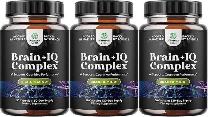Nootropic Memory Supplement for Brain Support - Memory Pills for Brain Boost and Natural Energy Booster - Vit B12 Bacopa Monnieri Rhodiola Rosea DMAE Ginkgo Biloba Phosphatidylserine Supplement 3 pack