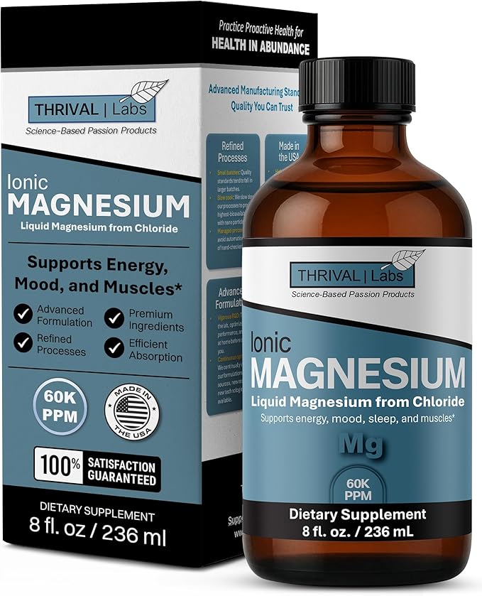 Liquid Ionic Magnesium – High-Absorption Magnesium Supplement to Support Restful Sleep Calm Mood Muscle Relaxation Steady Energy Metabolism &amp Digestive Comfort – 8 fl oz
