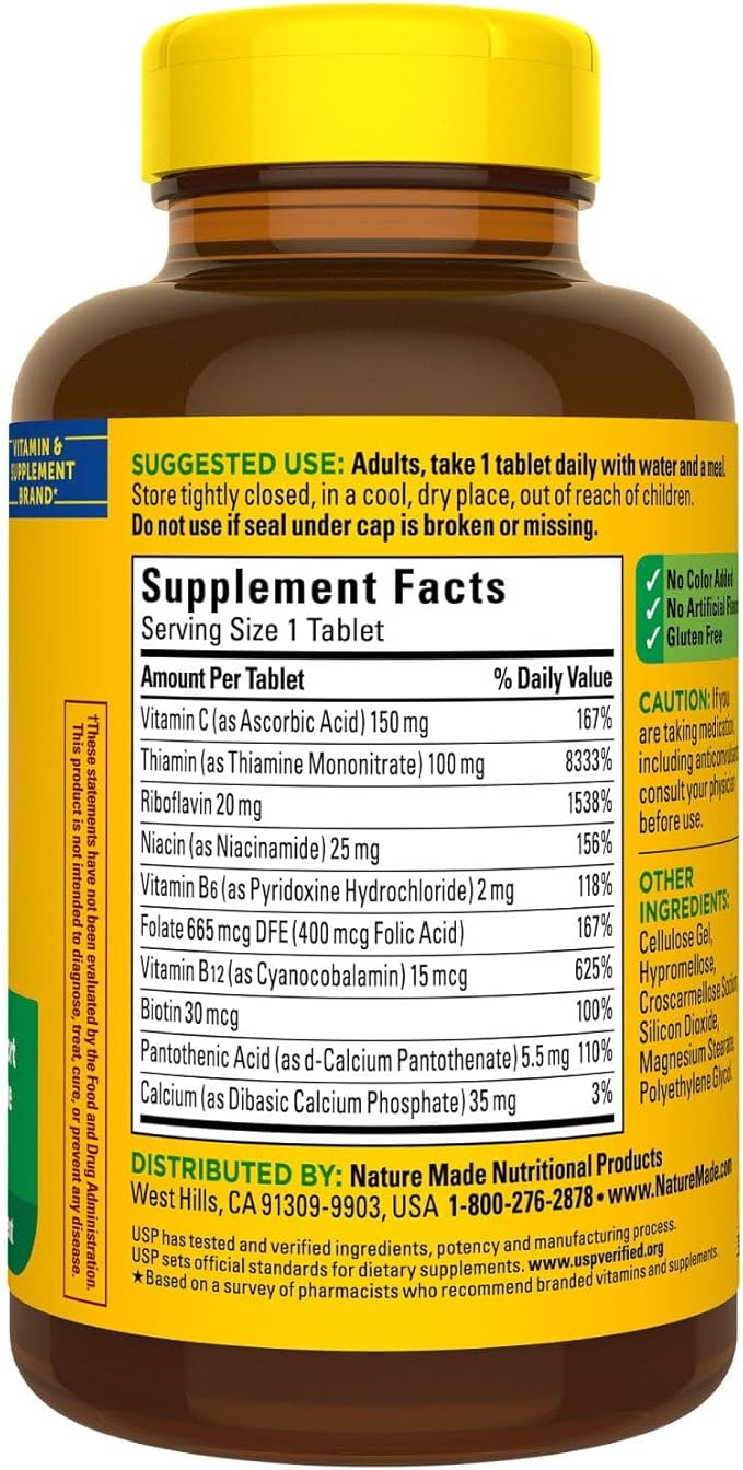 Nature Made Super B Complex 460 Tablets Bundle with a Pill Oragnizer (2 Items)