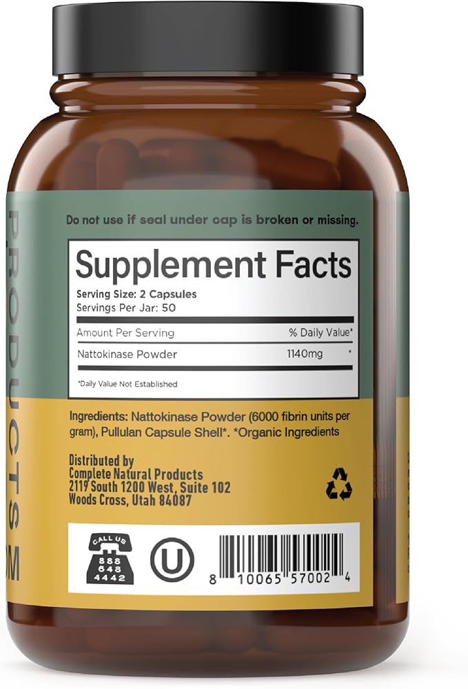 CNP Nattokinase 570mg Capsules - 6000FU Natto Enzyme Supplement Healthy Circulation Support Fermented Soy Extract Vegan Gluten Free Non GMO Pure No Fillers High Potency 100 Count Made in USA