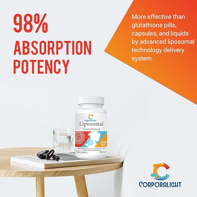 Liposomal Glutathione Softgels Enhanced Absorption - Liposomal Delivery Active Form L-Glutathione Cellular Immune Function &amp Liver Detox Rich in Antioxidant Formula Gluten Free 120 Softgels