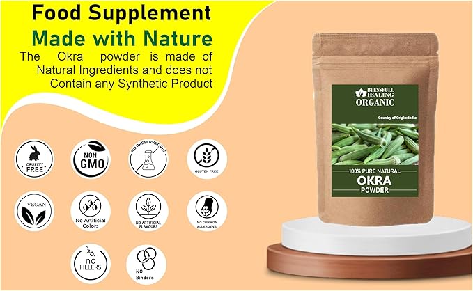 Organic Okra Powder 100% Pure Natural 100 Gram / 3.52 oz