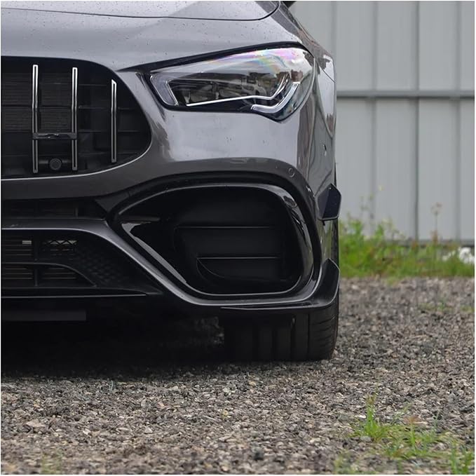 CLA 45 Fog Lamp Grille Trim Air Blade Compatible For Benz C118 W118 CLA45 AMG 2020-2023 Front Bumper Side Spoiler Splitter Canard(6 pcs)