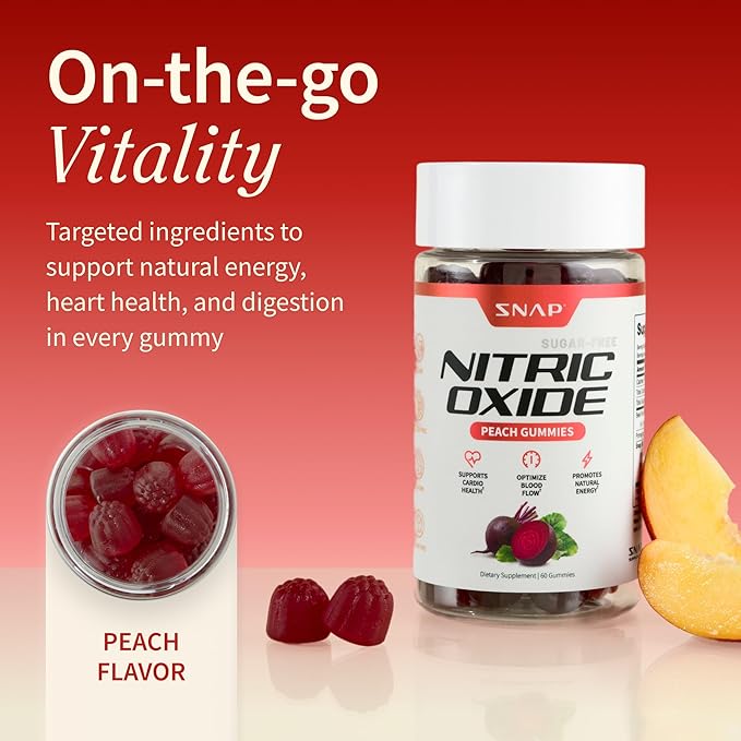 Snap Supplements Nitric Oxide Booster + Nitric Oxide Beet Root Gummies Bundle 90 Vegetarian Capsules + 60 Peach Gummies