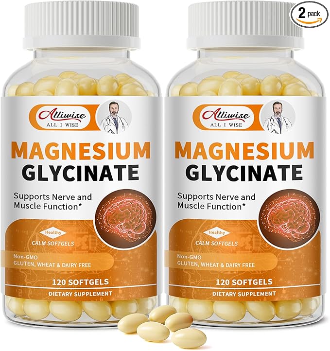 2pack Magnesium Supplement Softgels Easy Absorption Magnesium Glycinate 400mg with Vitamin B6D3 High Bioavailability Magnesium for Sleep &amp Calm Support Nervous Muscle &amp Bone Health240cou