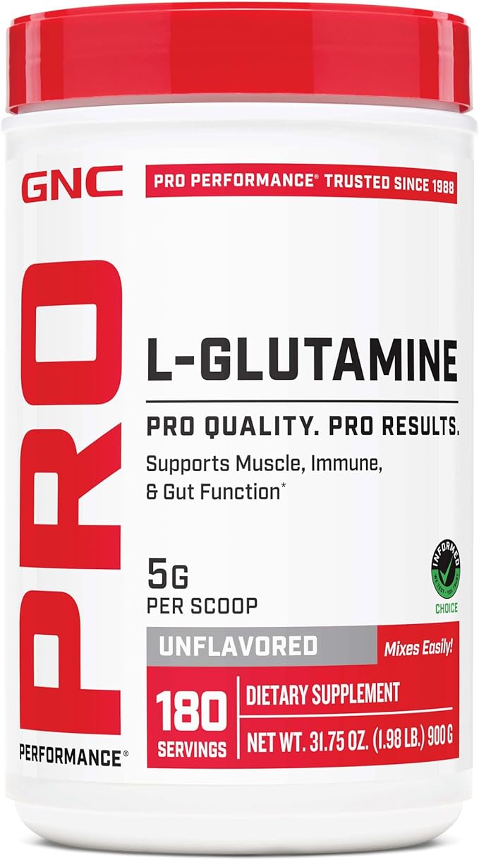 GNC Pro Performance L-Glutamine 5000mg Amino Acid Supplement Powder Supports Muscle Recovery Function Immune System Plays Key Role in Protein Synthesis Unflavored 181 Servings