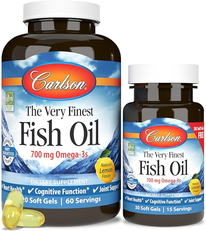 Carlson - The Very Finest Fish Oil 700 mg Omega-3s Norwegian Sustainably Sourced Lemon 150 Count
