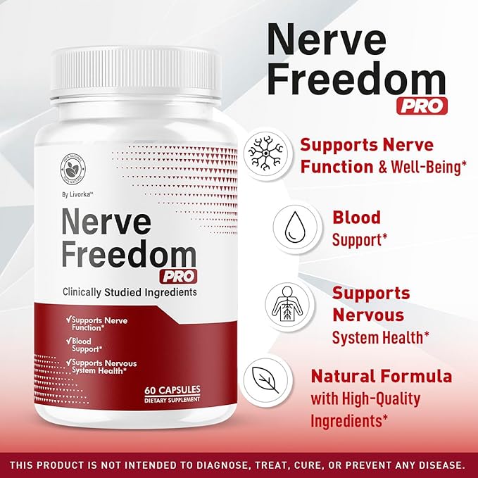 Nerve Freedom Pro - NerveFreedom Pro Capsules Supplement Support NerveFreedom Pills All Natural Ingredients Health Support Advanced Formula 60 Capsules for 1 Month