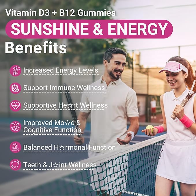 Vitamin D3 B12 Gummies D3 B12 Vitamin for Adults Vitamin D Supplement with Ashwagandha Magnesium Vitamin K2 for Immune &amp Energy Support