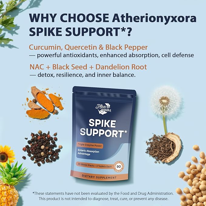 Spike Detox – Nattokinase Supplement 10000 FU with Serrapeptase 18000 SPU &amp Bromelain 800 GDU – 3-in-1 Systemic Multi-Enzyme Formula for Heart - 90 Tablets
